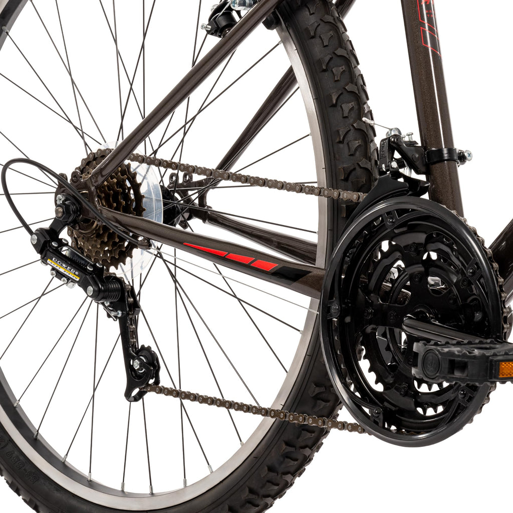 Huffy North Peak 26-Inch Men's Mountain Bike, Durable Hi-Ten Steel Frame, 15-Speed Twist Shifter, Front and Rear Linear-Pull Brakes, All-Terrain Tires, Padded ATB Saddle