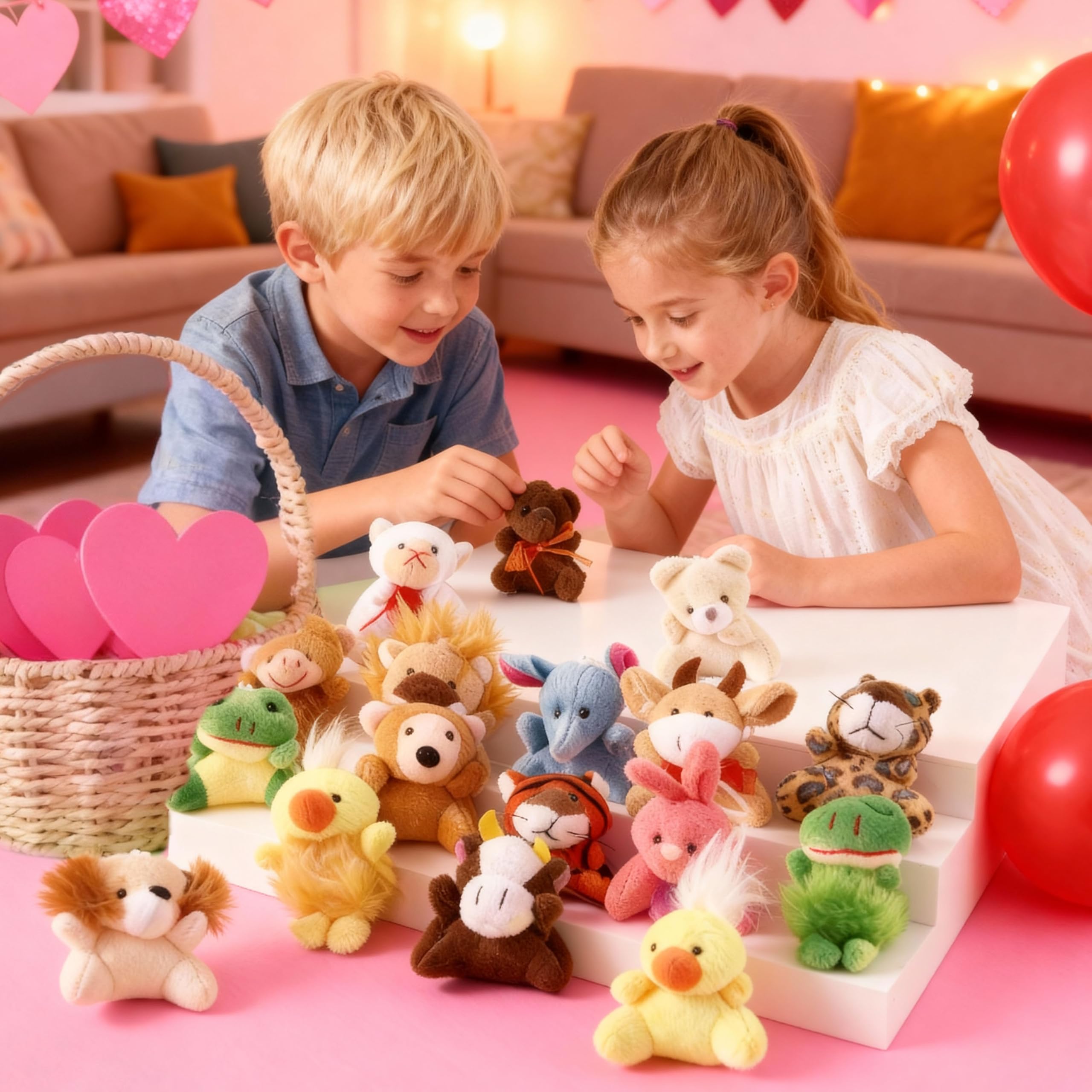 JOYIN 24 Pack Mini Animal Plush Toy Assortment (24 Units 3" Each), Animals Keychain Decoration for Kids, Small Stuffed Animal Bulk for Kids, Carnival Prizes, School Gifts, Valentines Goodie Bags