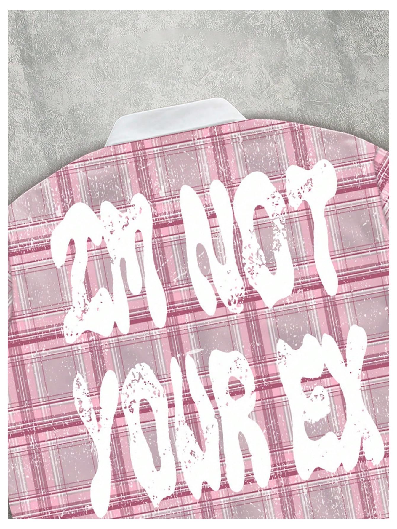 VIPWOLF Men's Plaid Cropped Shirt Oversized Gingham Short Sleeve Button Down Hip Hop Streetwear Baggy Crop Top Pink Small