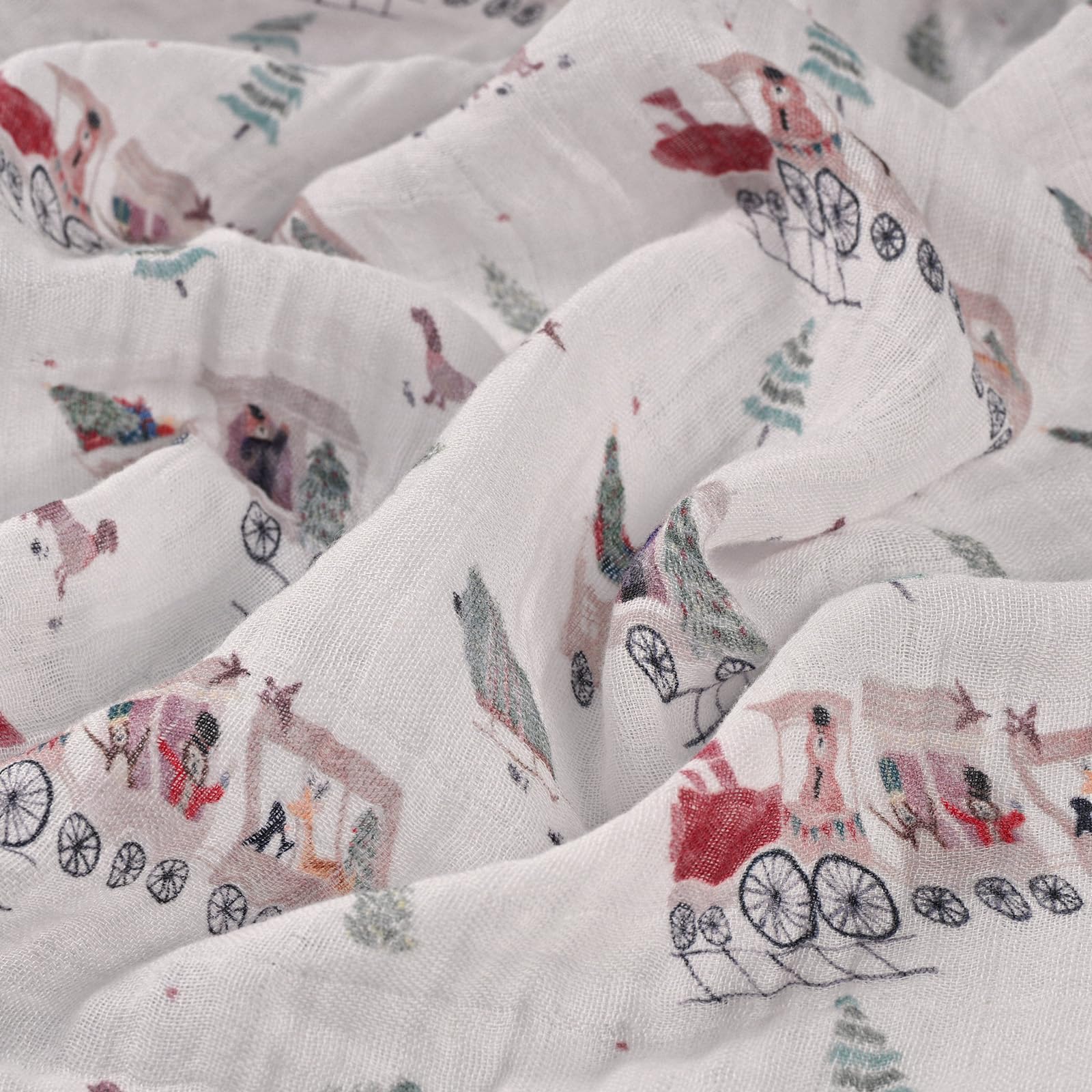 GLLQUEN BABY Receiving Blanket Boy Cotton Muslin Swaddle Blankets Girl Newborn Squares Breathable & Soft Thin Baby Blankets Cloths Double Absorbent Infant Swaddling Wrap - 6 Pack (Pine Tree & Train)