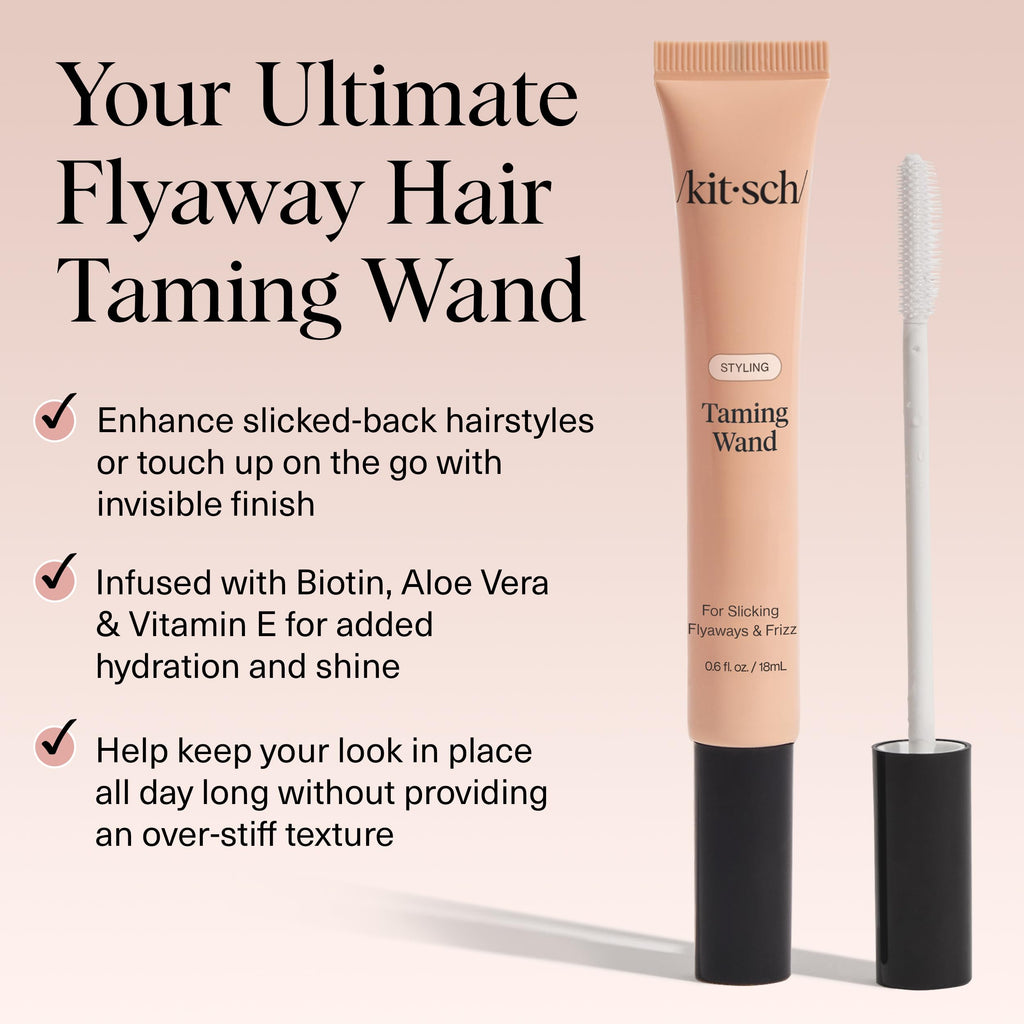 Kitsch Fly Away Stick for Hair - Taming Wand with Biotin, Aloe & Vitamin E - Clear Serum-Like Gel Hair Mascara for Baby Hairs - Lightweight & Multi-Use Hair Stick | Ideal Gifts for Women - 18mL