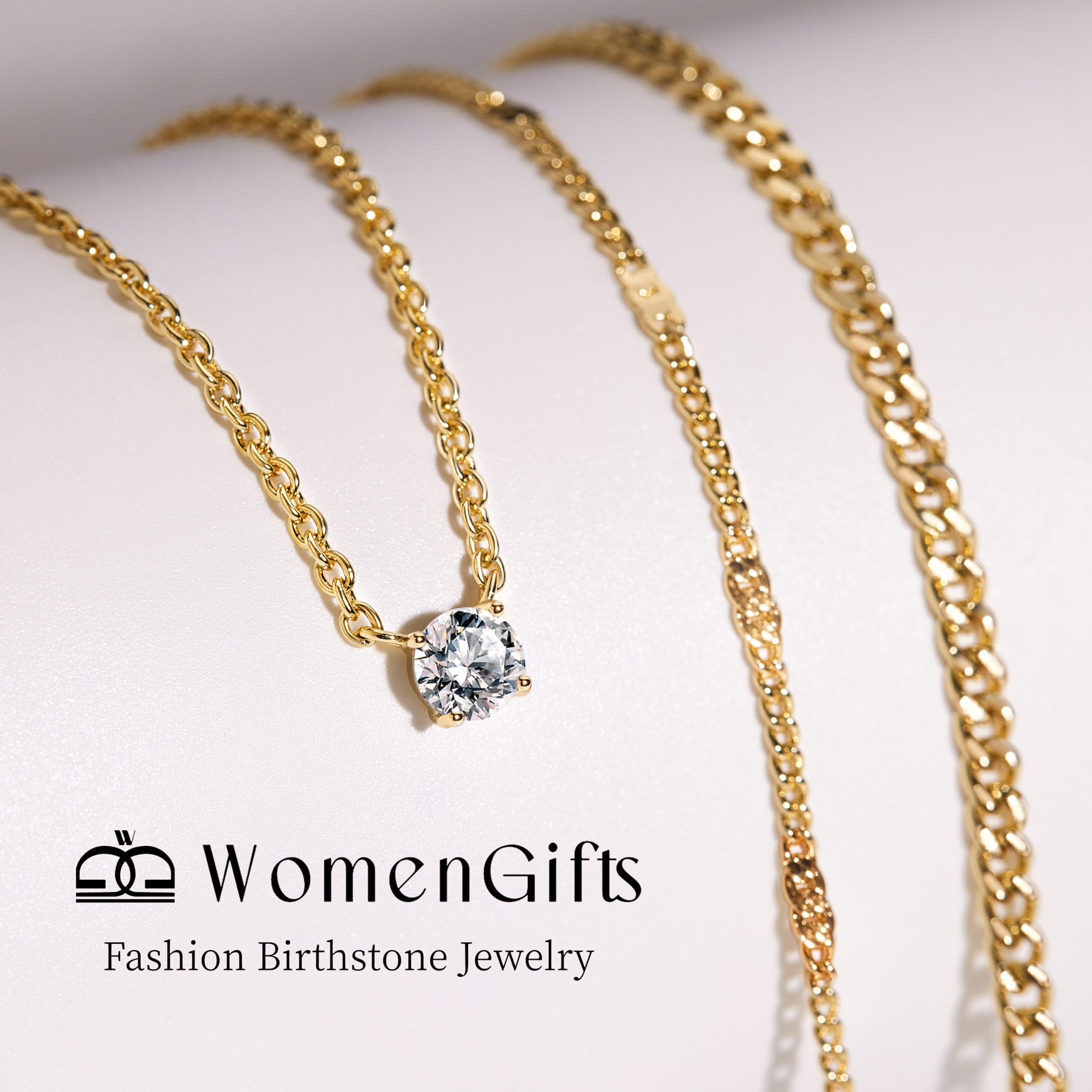 WomenGifts Layered Gold Necklaces for Women, 14K Gold Plated Dainty Cute Pendant Necklace Jewelry Set, Chunky Stackable Cuban Chain Choker Collar, Trendy Waterproof Non Tarnish Jewelry Gift