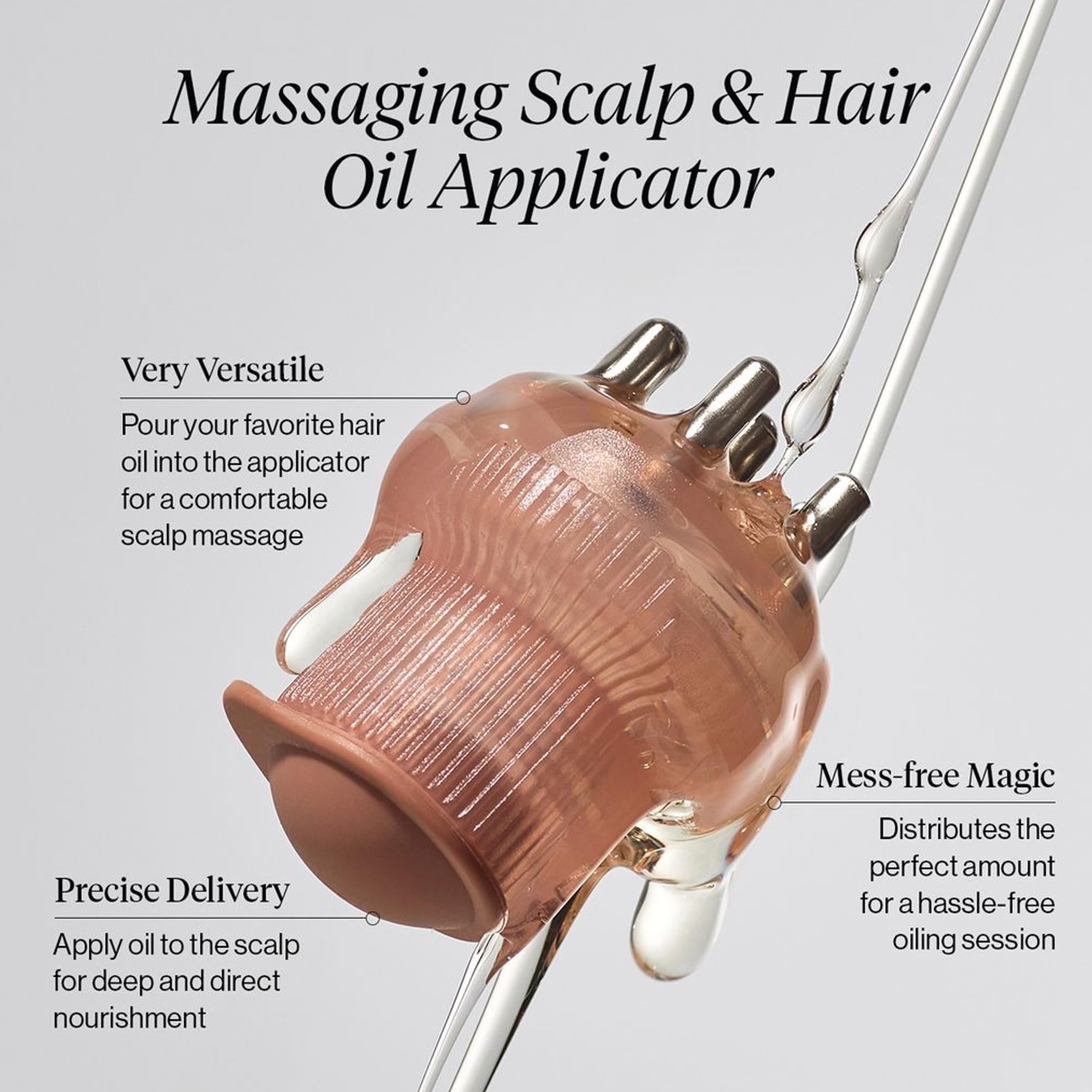 Kitsch Scalp & Hair Oil Applicator – Stainless Steel Bristles Scalp Oil Applicator for Even Distribution, Mess-Free Oiling & Head Massager Scalp – Precision Hair Care Tool for Roots & All Hair Types