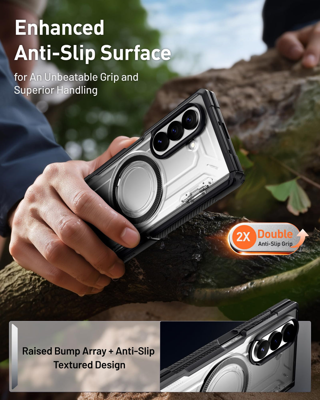 Poetic for Samsung Galaxy Z Fold 8 Ultra Case, [Hinge Protection] [MagSafe Compatible] [Tempered Glass Screen Protector] Full-Body Rugged Shockproof Protective Phone Cover with Kickstand, Black/Clear