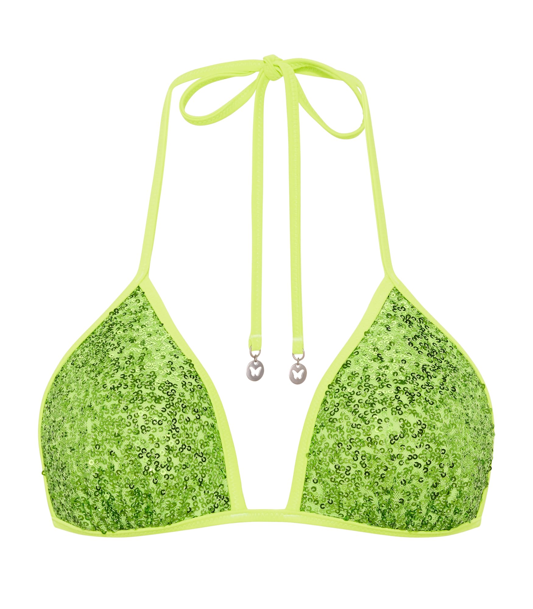 Victoria's Secret Pink | Elle Sequin Triangle String Bikini Top, Sour Apple, XXS
