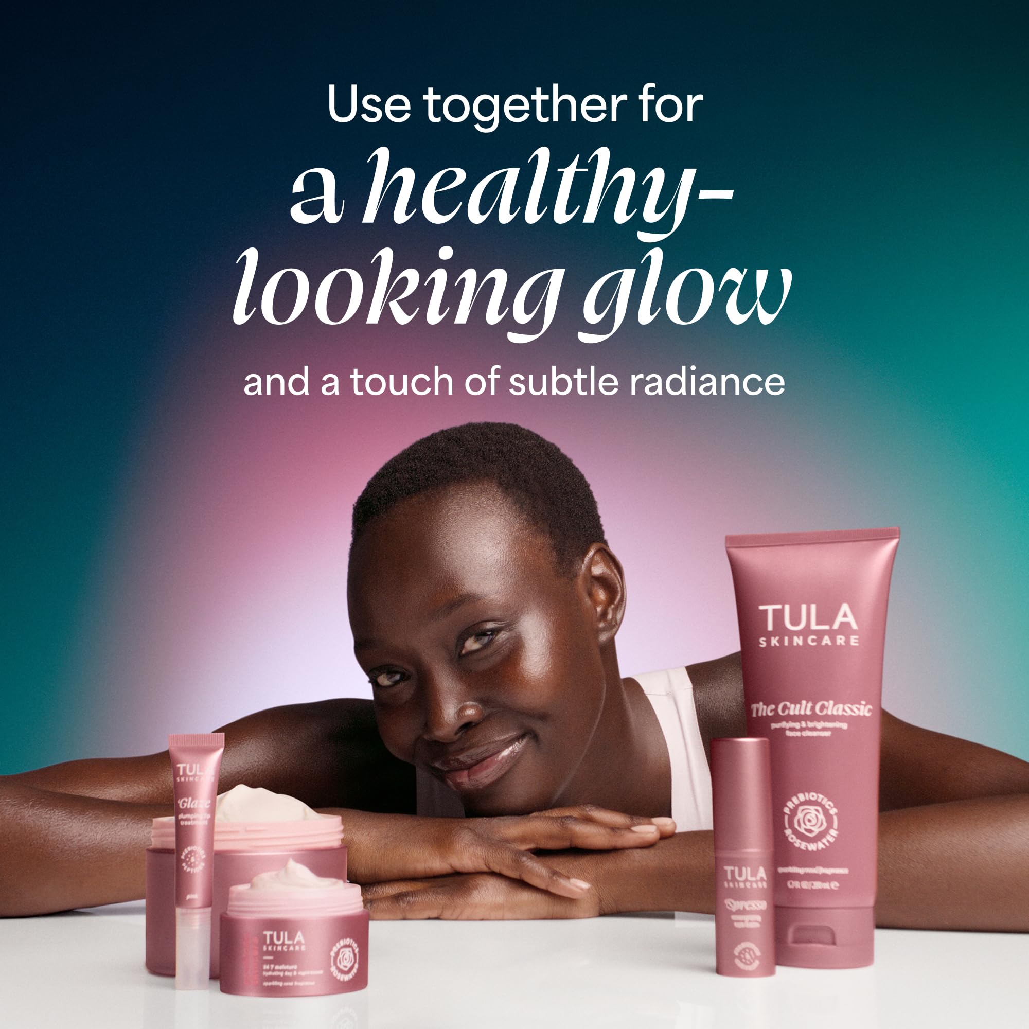 TULA Skin Care Rose Glow + Get It Lip Balm - Hydrating Peptide Lip Treatment with Hyaluronic Acid & Vitamin E, 0.28 oz., Rosy Tint