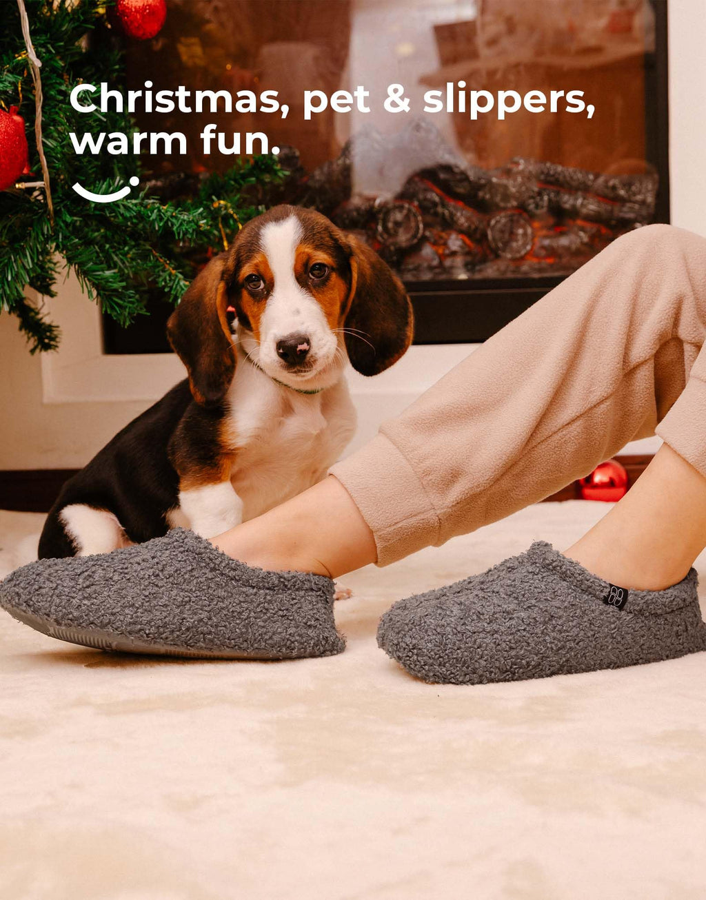 HomeTop Women's Fuzzy Curly Fur Memory Foam Loafer Slippers Bedroom House Shoes with Polar Fleece Lining (9-10, Grey)