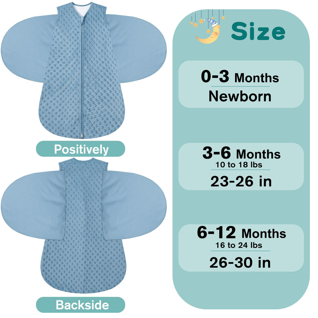 Fleece Newborn Sleep Sack Baby Swaddle,3-Way Adjustable Wearable Blanket,2 Pack Fleece Swaddling Sleeping Bag TOG 2.0， (Brown & Dark Green, 6-12 Months)