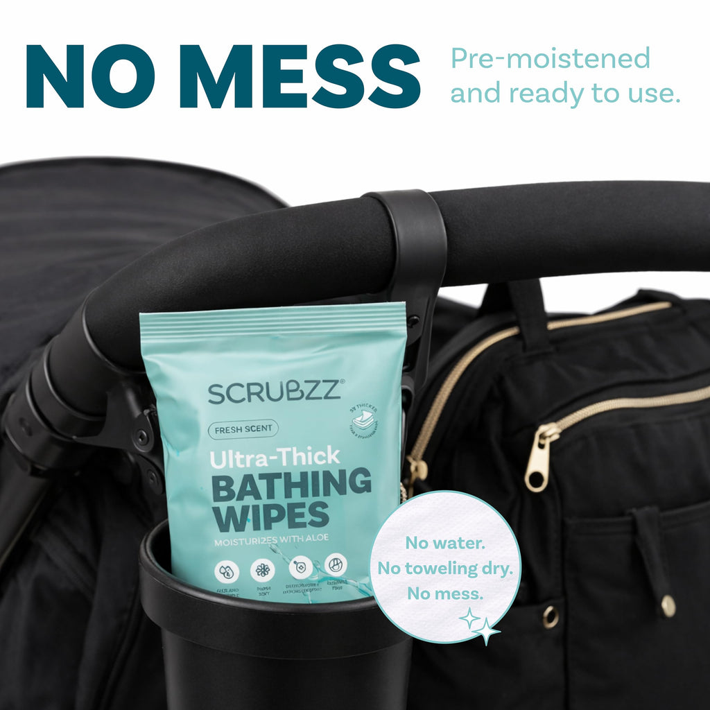Extra Large Bath Wipes for Adults No Rinse - 80 Disposable Body Cleansing Cloths for Men, Women & Elderly - Great for Gym, Camping, Post Surgery