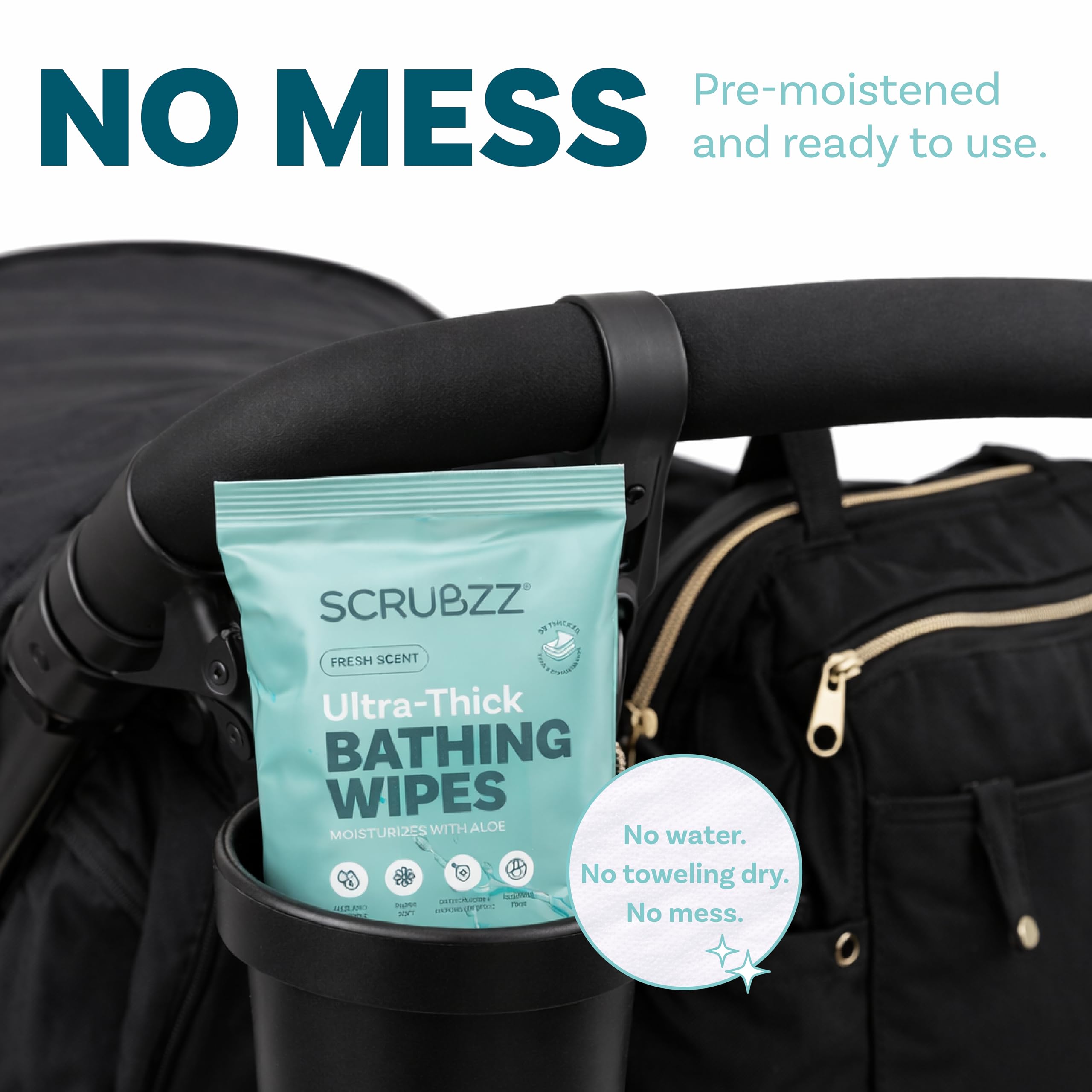 Extra Large Bath Wipes for Adults No Rinse - 80 Disposable Body Cleansing Cloths for Men, Women & Elderly - Great for Gym, Camping, Post Surgery