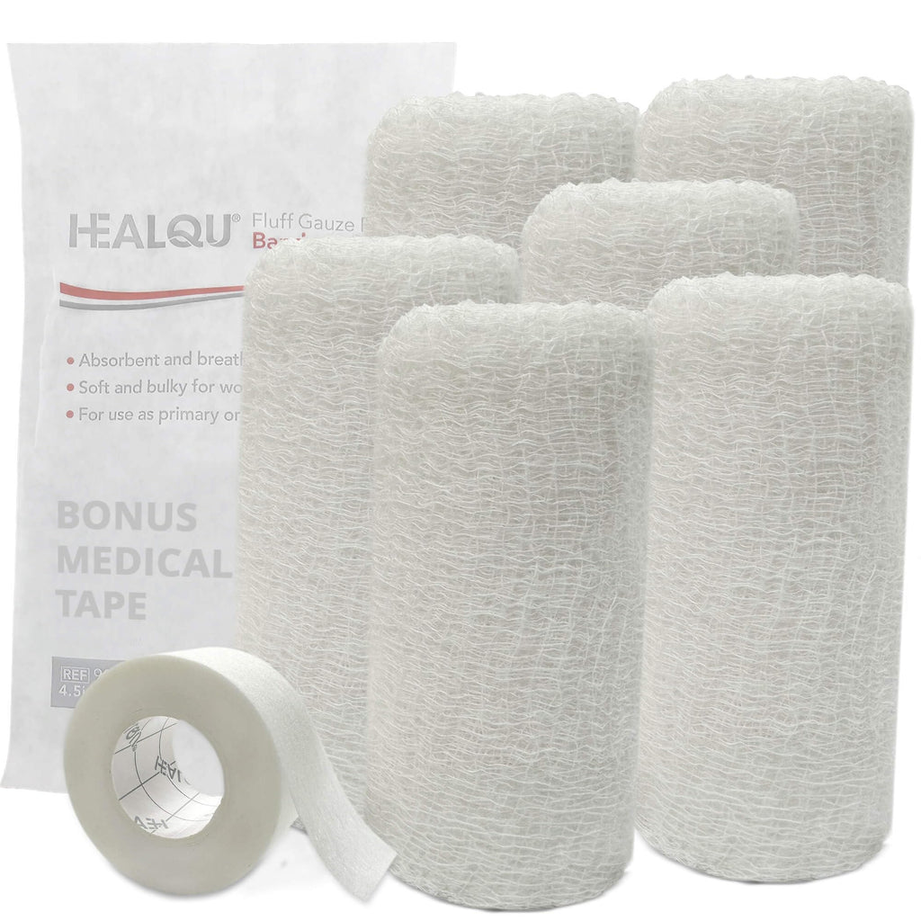 Kerlix Gauze Bandage Rolls - 4 1/2 in x 4.1 Yds, 6 Ply - 6 Single Sterile Pocuhes- Extra Absorbency - Latex Free, Hospital Grade Cotton Fluff Bandage Wrap Krinkle Style - for Wound Care & First Aid