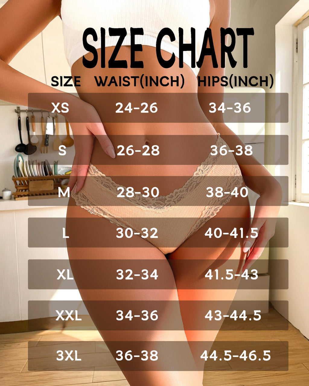 Sth Big Womens Cotton Underwear Sexy Lace Brazilian Panties Soft Breathable Cotton Cheeky Underwear for Ladies 6 Pack (6A, Large)