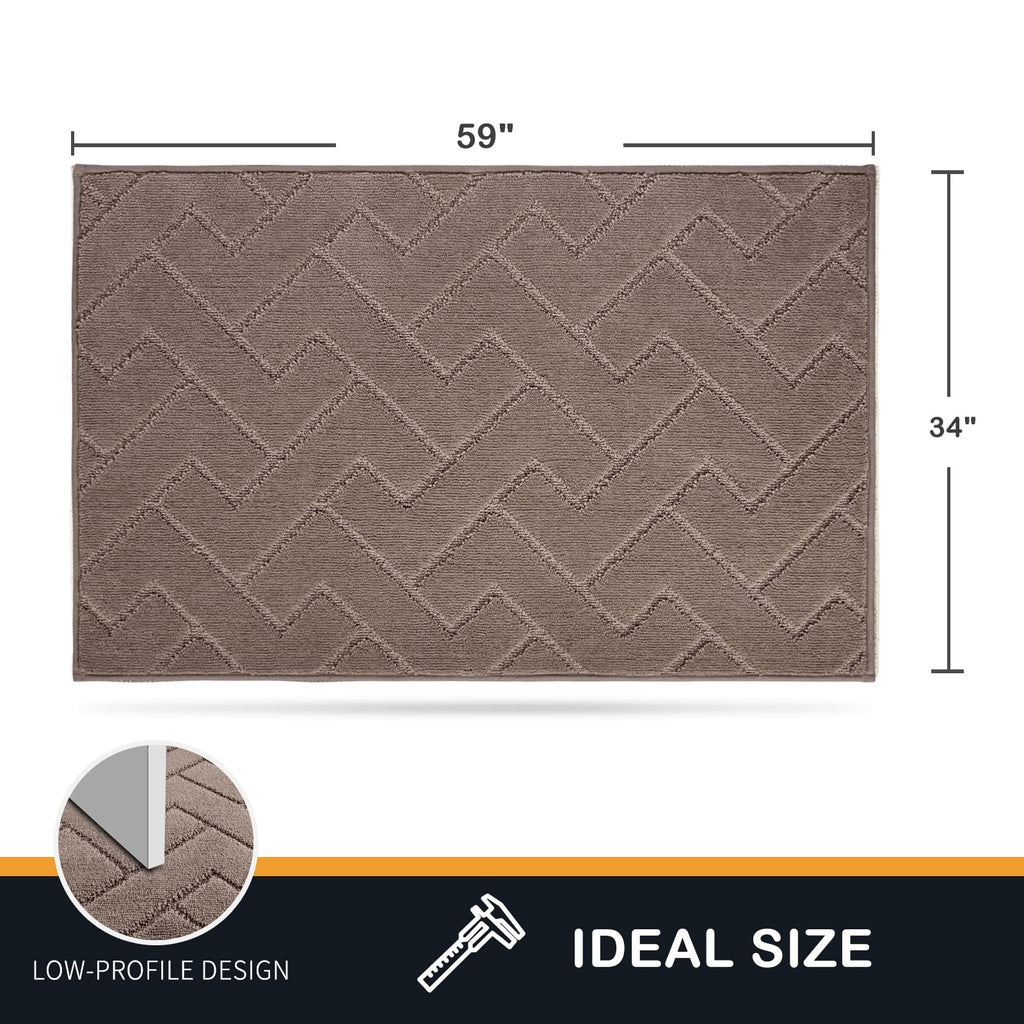 PURRUGS Dirt Trapping Door Mat 34" x 59", Non-Slip Machine Washable Entry Rug, Dog Doormat, Indoor Front Door Mat, Super Absorbent Entryway Rug for Muddy Shoes & Paws, Grayish Brown
