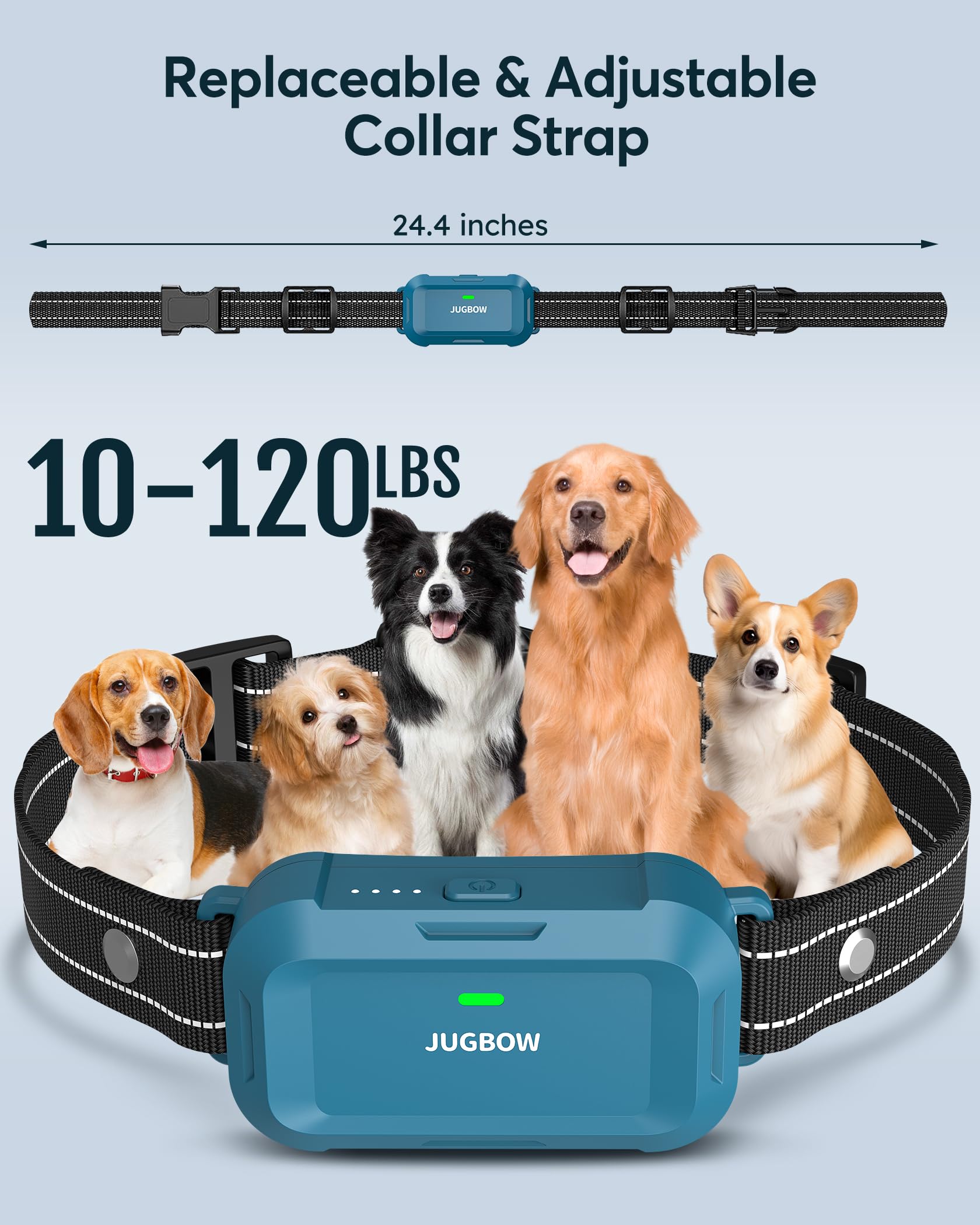 Jugbow Dog Shock Collar - 4200FT Dog Training Collar with Remote, IPX7 Waterproof Electric Collar with 4 Training Modes, Security Lock, Rechargeable e-Collar for Dogs 10-120lbs