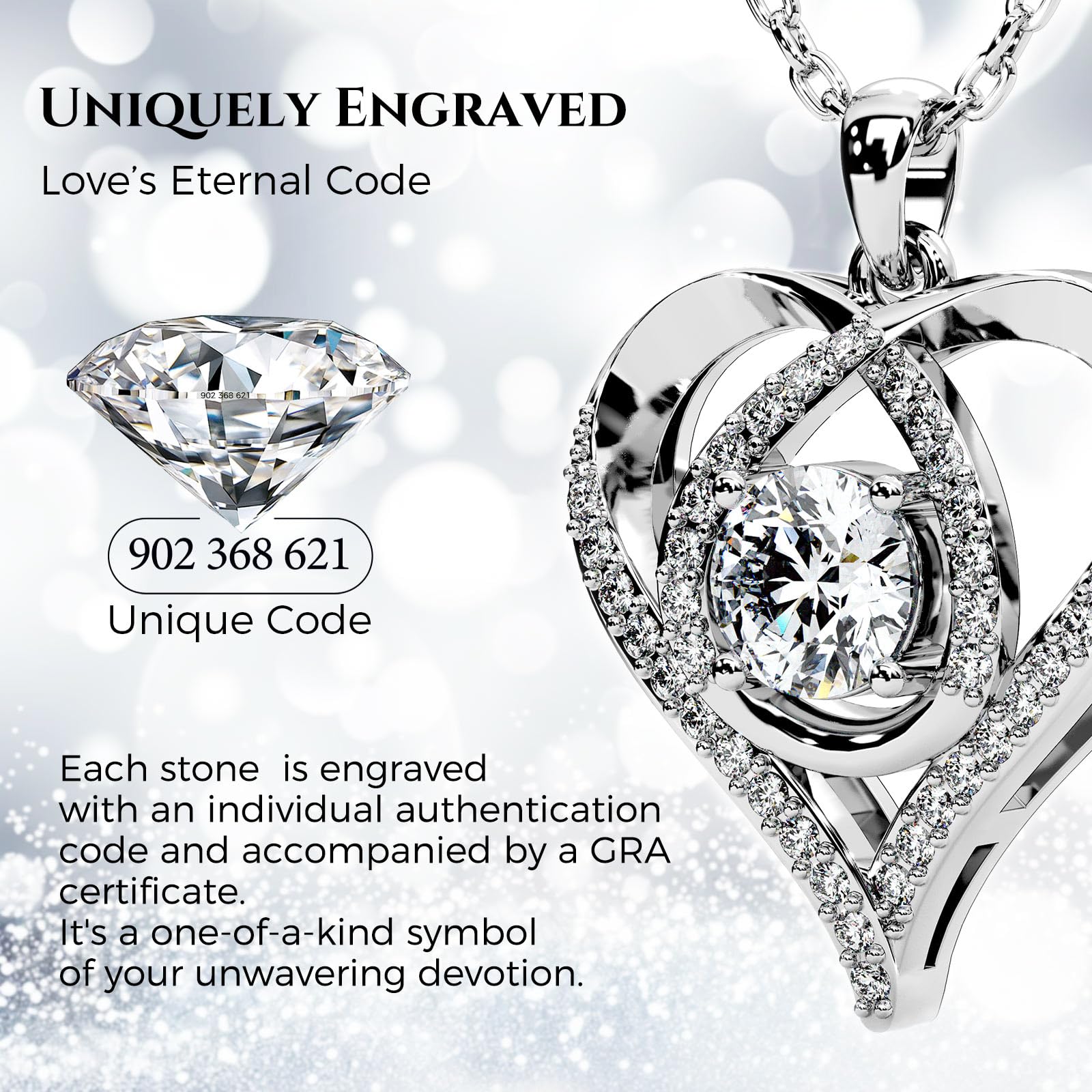Heart Pendant Necklace for Her Moissanite Lab-Created Gem Jewelry for Women I Love You S925 Sterling Silver Gifts to Wife Girlfriend Mom Daughter Anniversary Birthday Christmas Valentines Day Classic