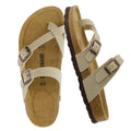 CUSHIONAIRE Luna Sandals for Women, Cork Footbed Womens Sandals for Summer Comfort with Adjustable Straps, Wide Width Available, STONE 12W