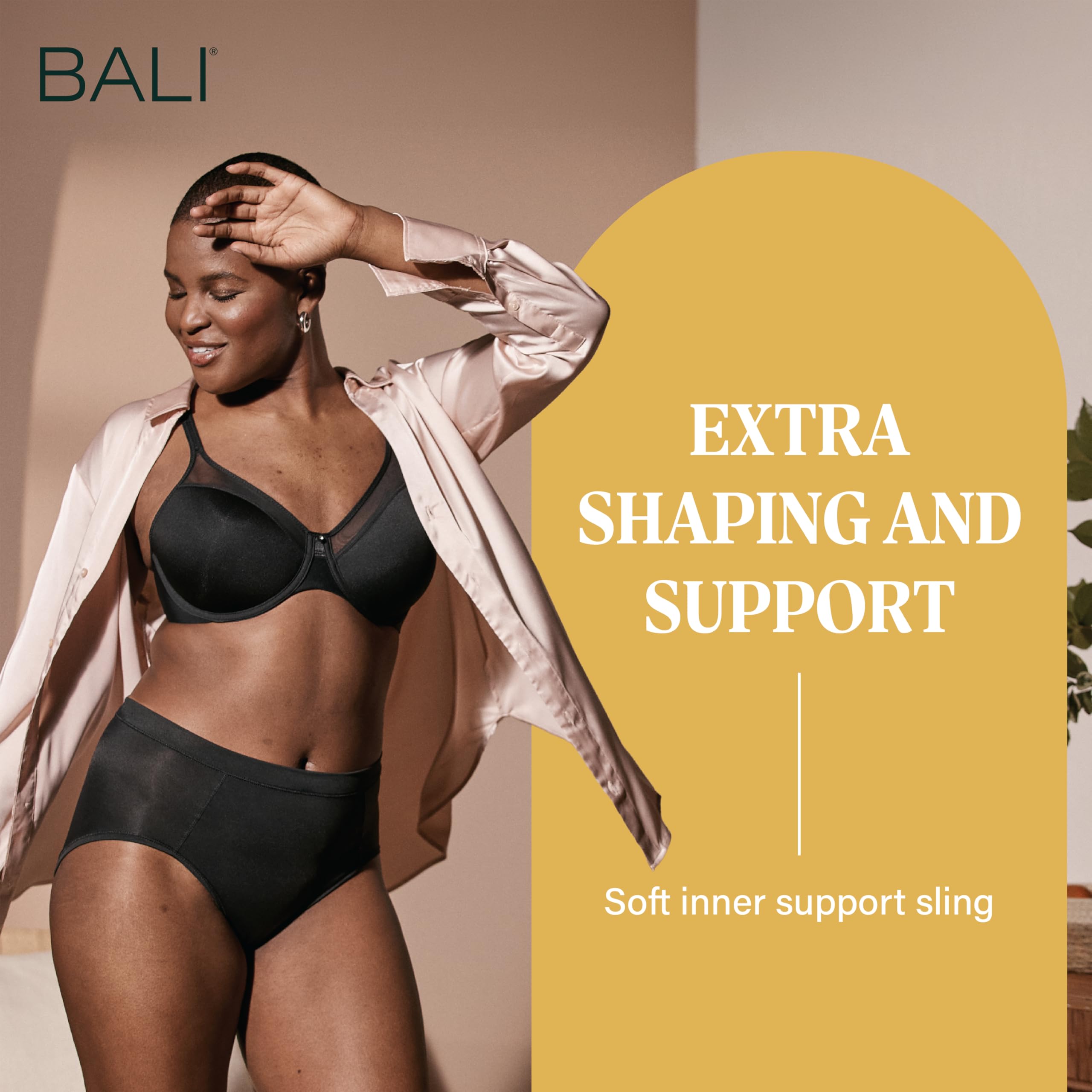 Bali Women's One Smooth U Ultra Light Illusion Neckline Underwire Bra, Black,36C