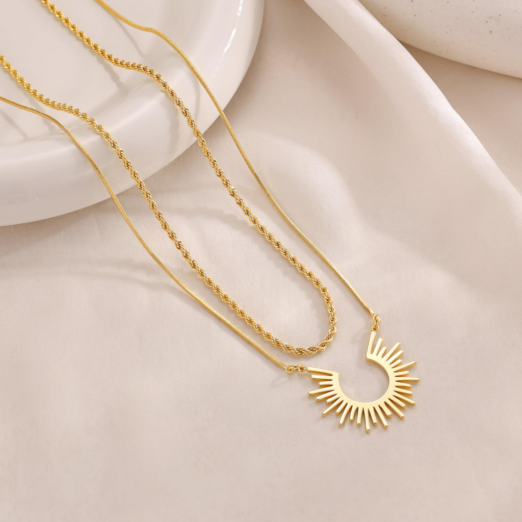 CHESKY Gold Necklaces for Women Trendy, 14k Gold Plated Necklace Stack Dainty Boho Pendant Charm Necklace Layered Necklace for Women Non Tarnish Gold Jewelry Sit Boho Beach Jewelry for Women Gifts Accessories