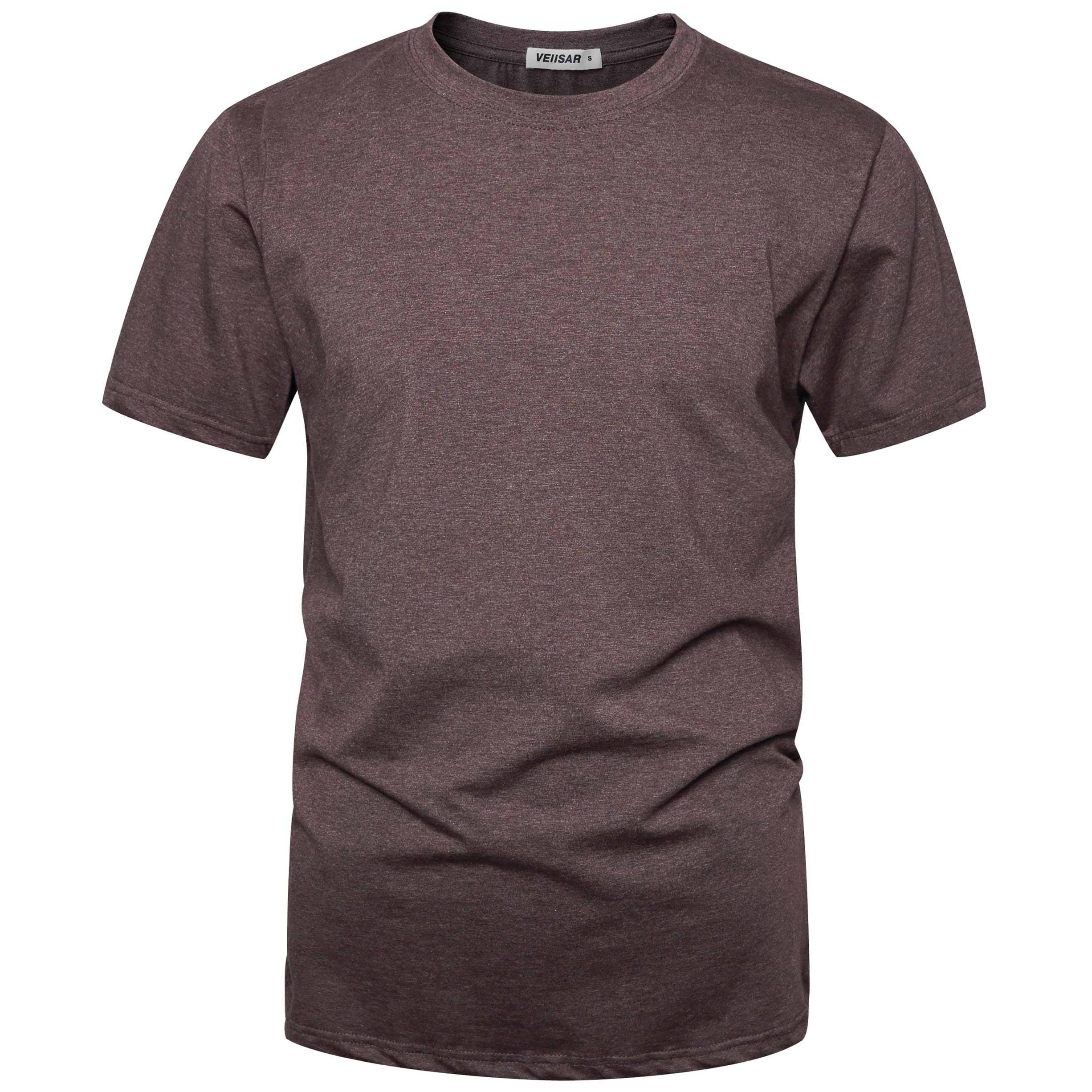VEIISAR Crew Neck Tees Premium Men's T-Shirts - Soft and Fit Mens T-Shirt - Casual Stylish Tee for Men Brown S