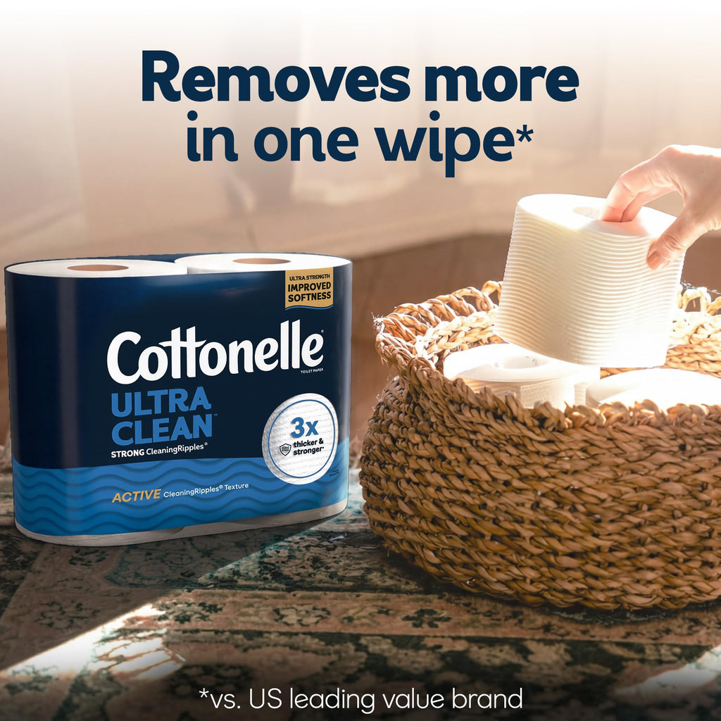 Cottonelle Ultra Clean Toilet Paper, 32 Family Mega Rolls=176 Regular Rolls