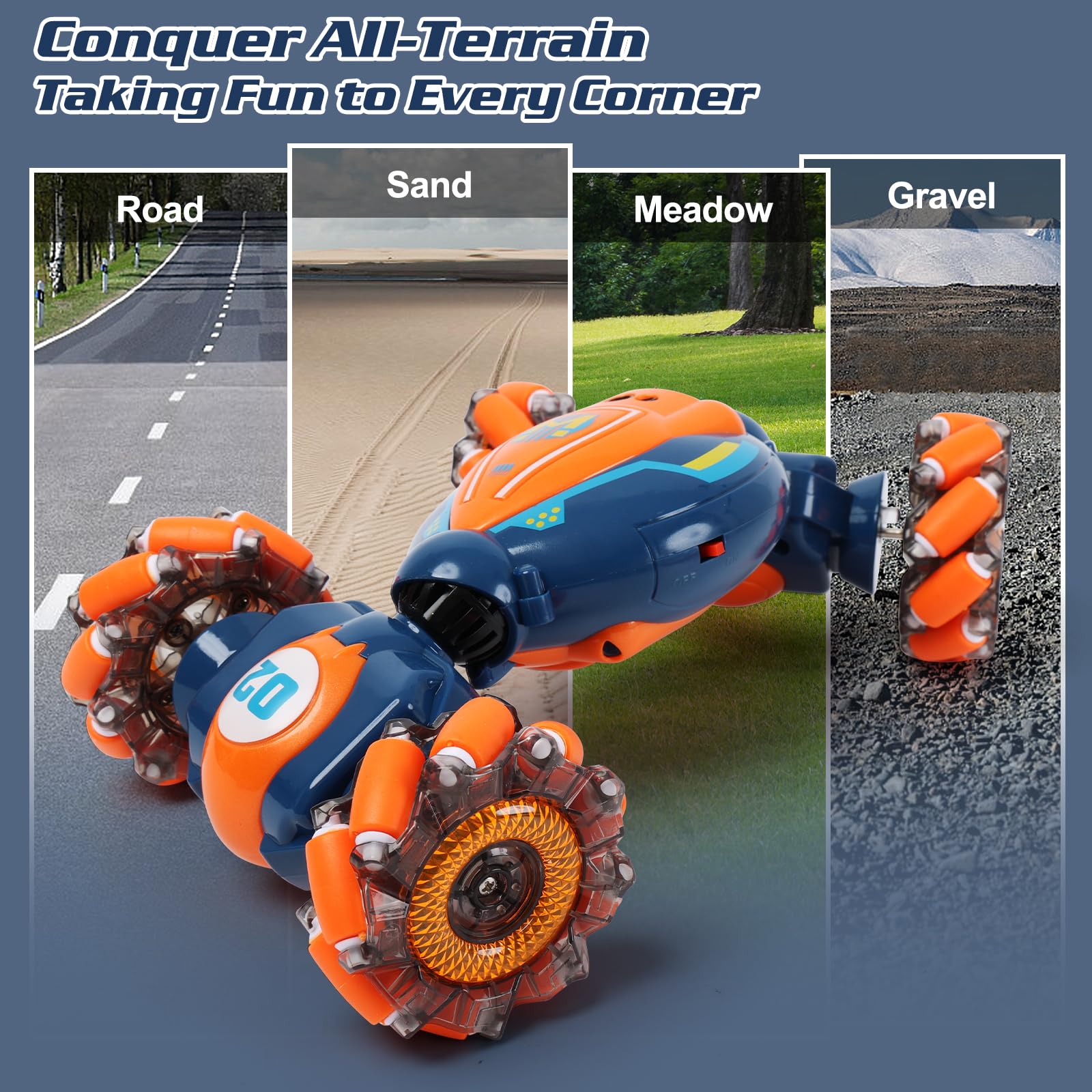 Gesture Sensing RC Stunt Car - Boys Girls Toys Age 6-8-12, 4WD Hand Controlled Remote Control Twist Car with Light & Music,Cool Birthday presents and Ideas Gifts for Kids Age 6 7 8 9 10 11 12 YearsOld