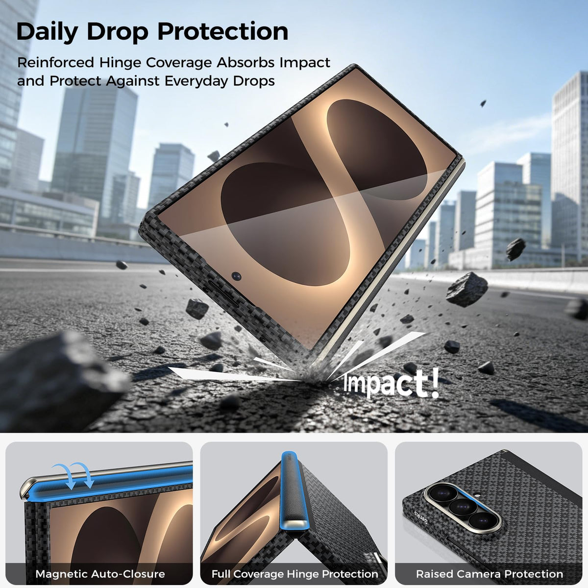 BENKS for Z Fold 8 Ultra Case with Hinge Protection & Screen Protector