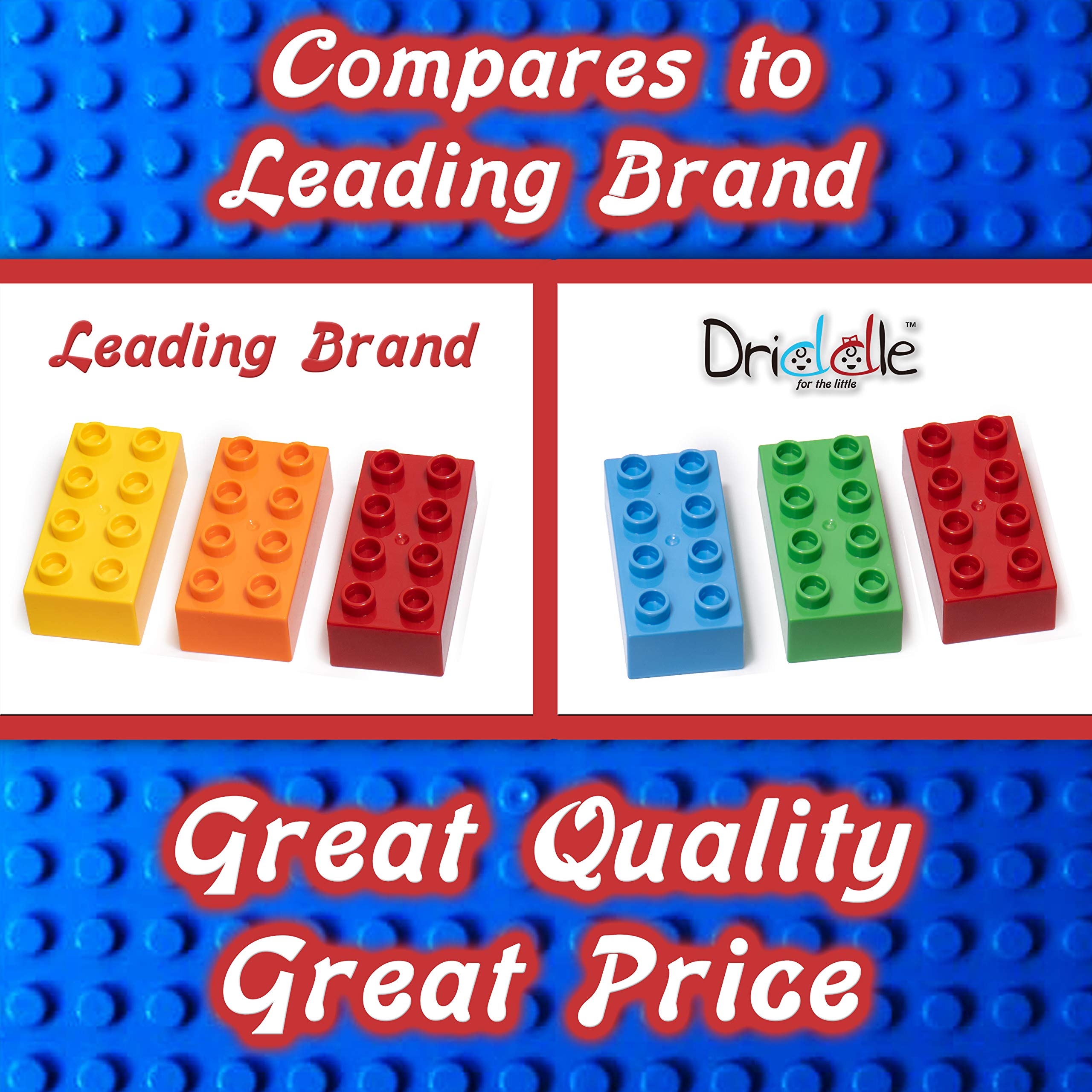 Driddle Big Building Blocks for Kids - STEM Toy - Classic Large Building Bricks - Compatible with All Major Brands - for Children All Ages - 50 Pieces