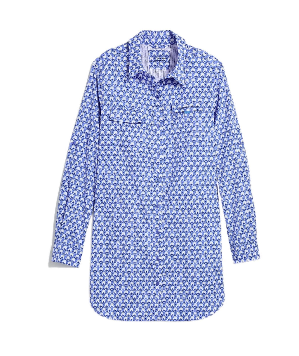 vineyard vines Hartley Harbor Cover-Up, Block Print Blue, 2