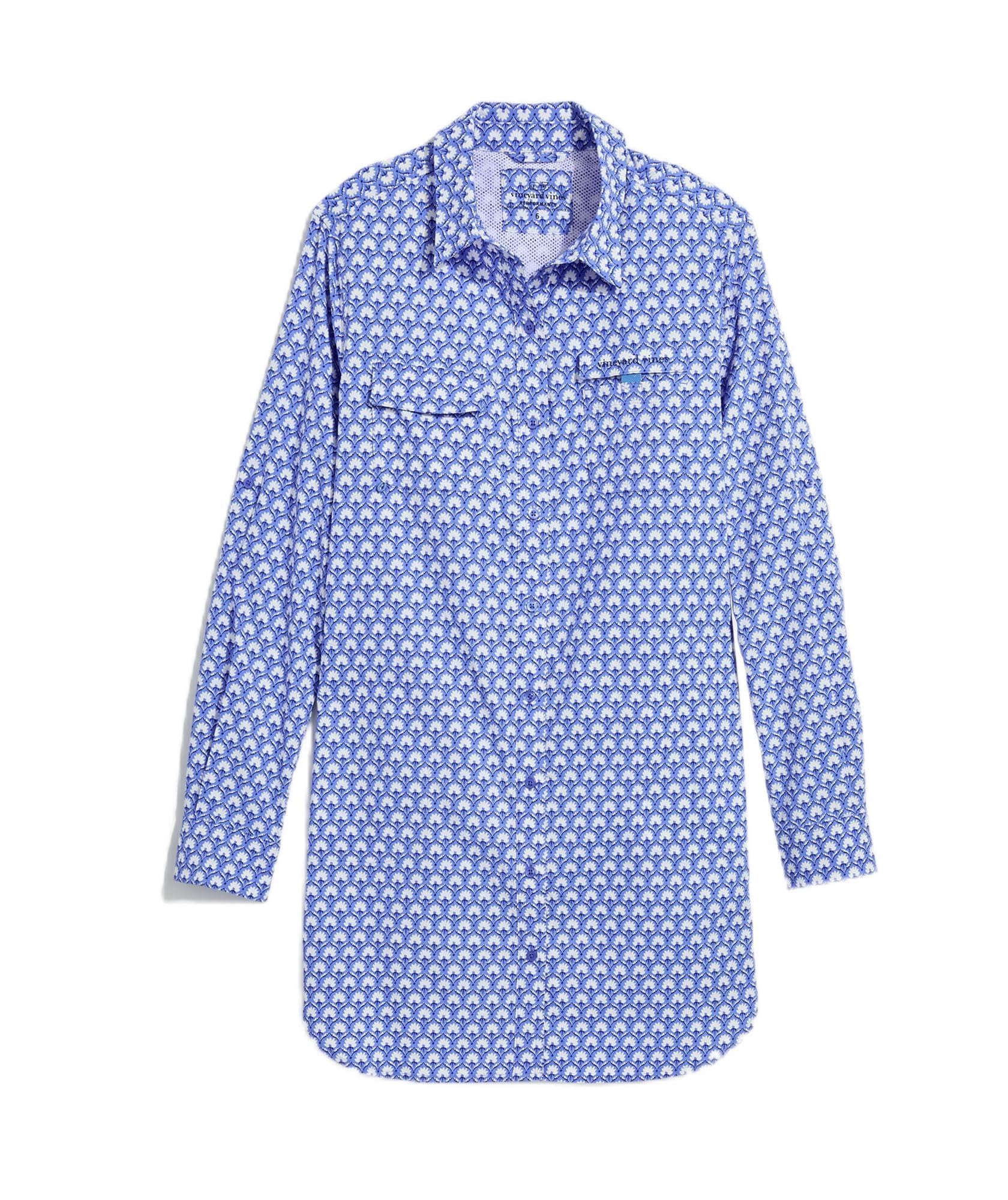 vineyard vines Hartley Harbor Cover-Up, Block Print Blue, 2