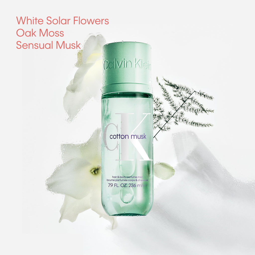 Calvin Klein Cotton Musk Hair & Body Mist – Floral Unisex Perfume – With Notes of White Solar Flowers, Oakmoss, & Musk