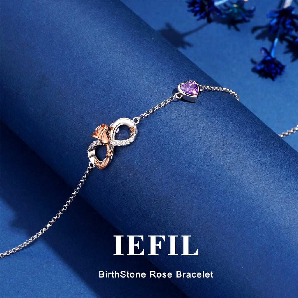Iefil Mothers Day Gifts for Wife - Infinite Rose Heart Bracelets, 925 Sterling Silver May Birthstone Bracelet, Emerald Bracelet, Anniversary Birthday Gifts for Women Wife Girlfriend