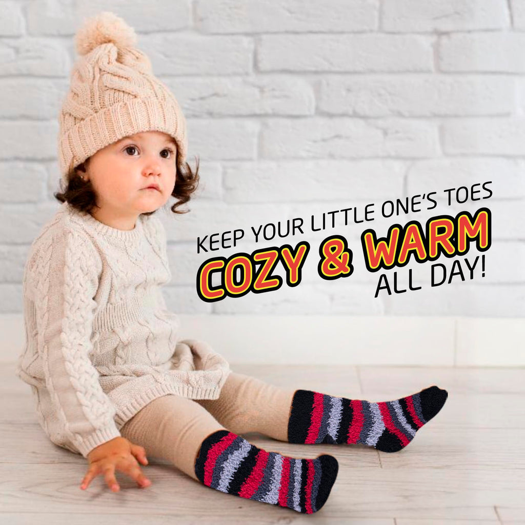 HOT FEET Toddler Warm Socks – Thermal Crew Winter Socks for Toddlers, Thick Insulated Snow Gear for Kids 5/6 Pack, Pink, Royal Dot, Fuchsia, Purple, Navy, Black