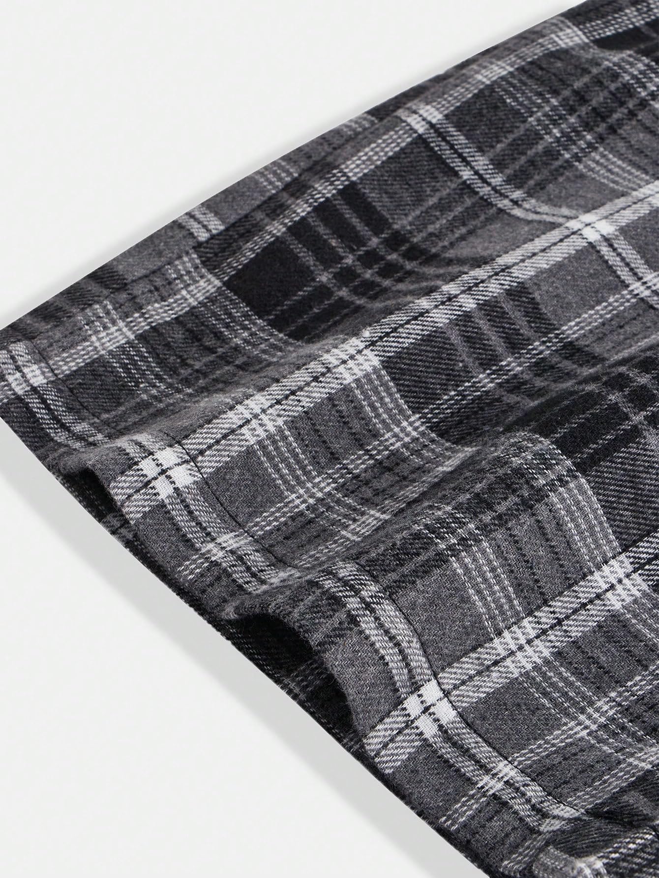 WDIRARA Girl's Plaid Elastic Waist Pants Wide Leg Long Baggy Pants with Pockets Dark Grey 9Y