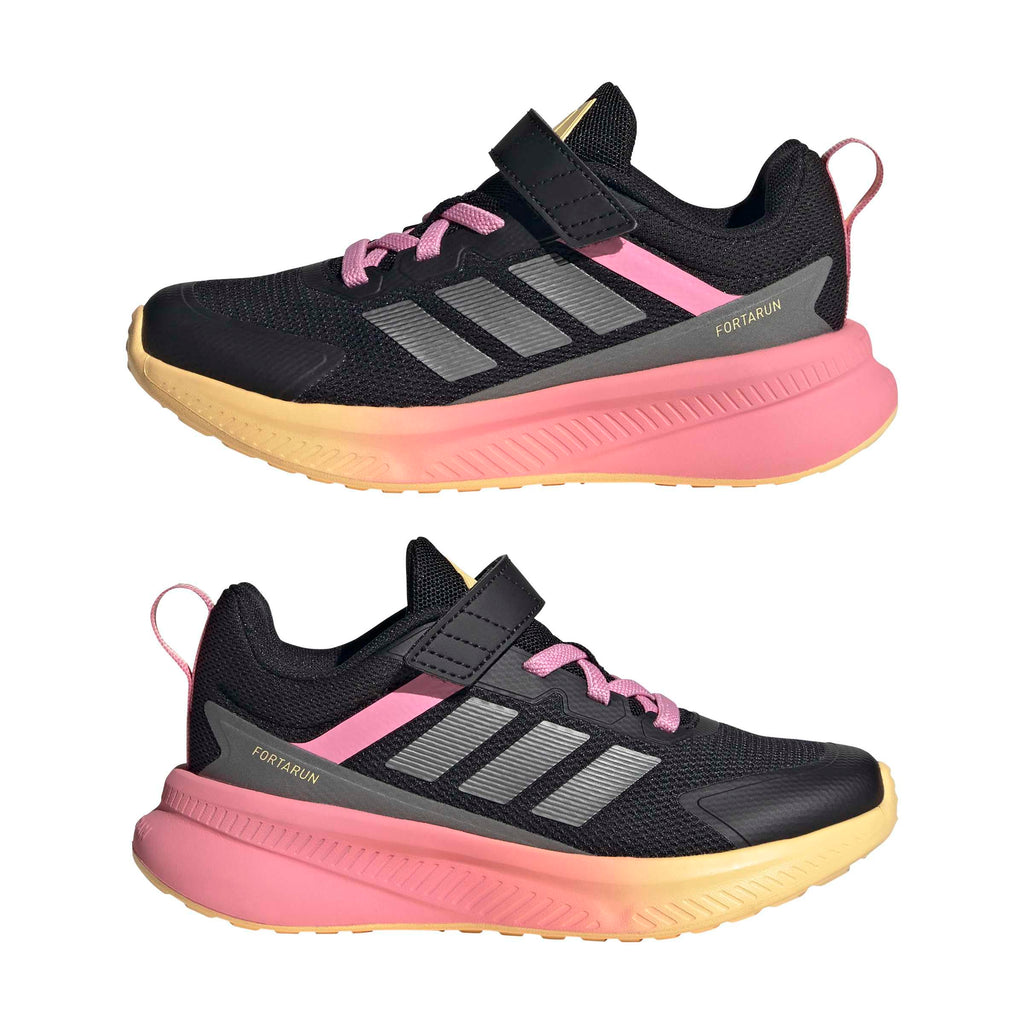 adidas Unisex-Kids Fortarun 4.0, Black/Iron Metallic/Bliss Pink, 3