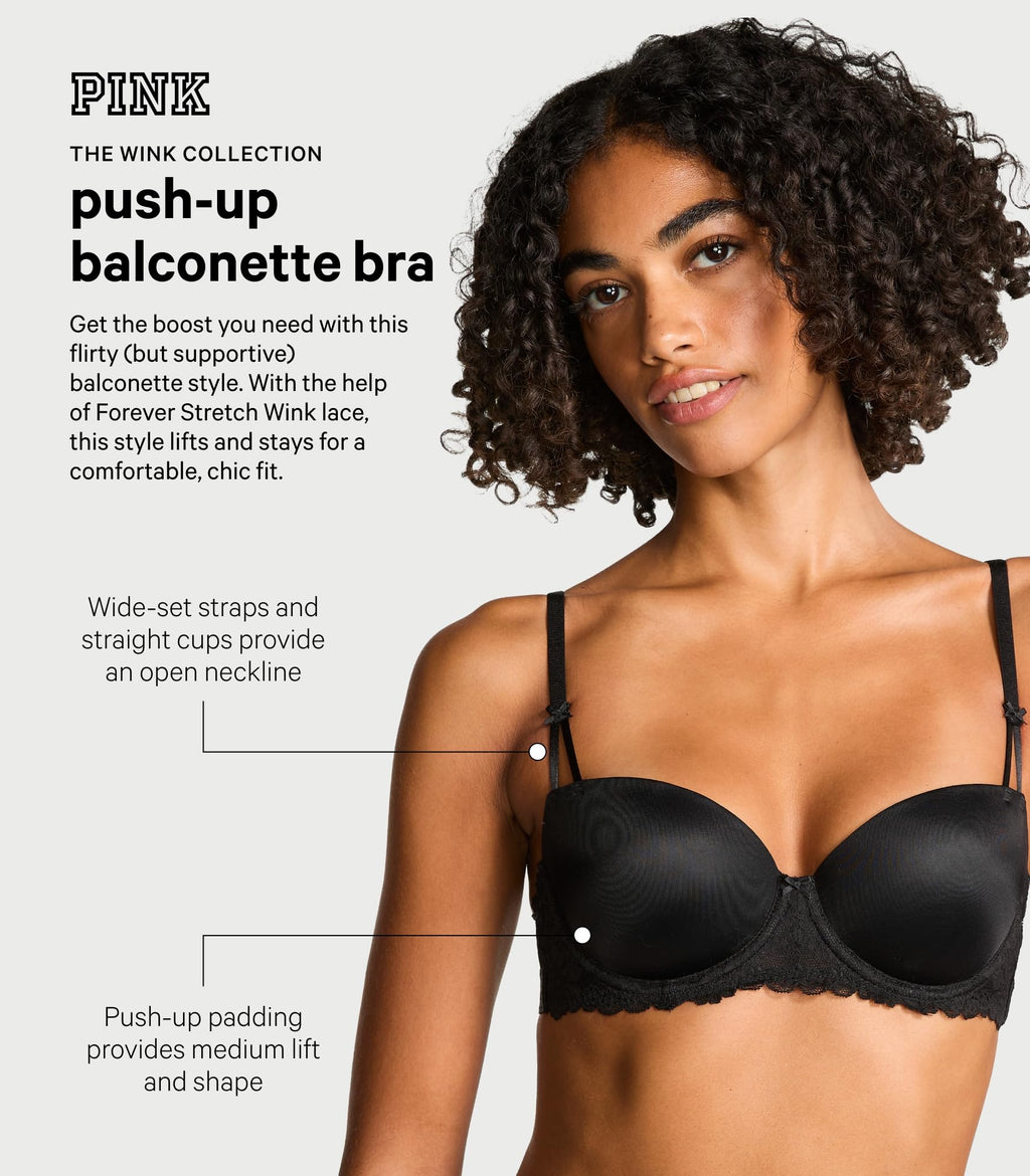 Victoria's Secret Pink Women's Wink Push Up Balconette Bra, Bras for Women, Macaron, 36B