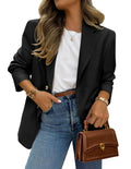 PRETTYGARDEN 2025 Blazers for Women Business Casual Long Sleeve Lapel Open Front Suit Jacket Work Blazer with Pockets (Black,X-Large)