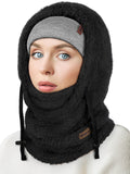 ROXUN Ski Mask Fleece Balaclava, Windproof Face Mask Winter Warm Neck Cover Hat Hood for Men Women Black