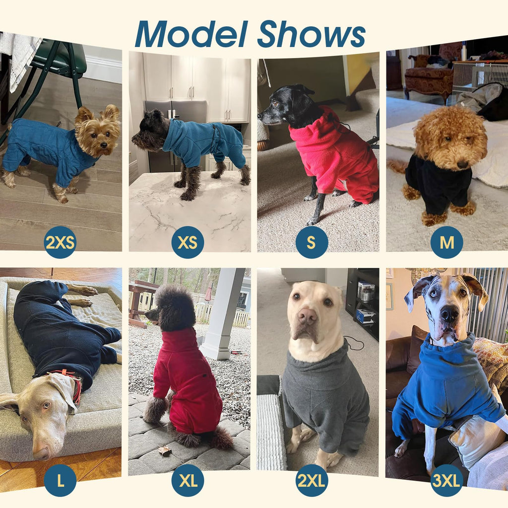 ROZKITCH Dog Fleece Pullover, Pet Windproof Warm Cold Weather Jacket Vest Cozy Jumpsuit Apparel Outfit Clothes for Small Medium Large Dog Walking Hiking Sleep Red L