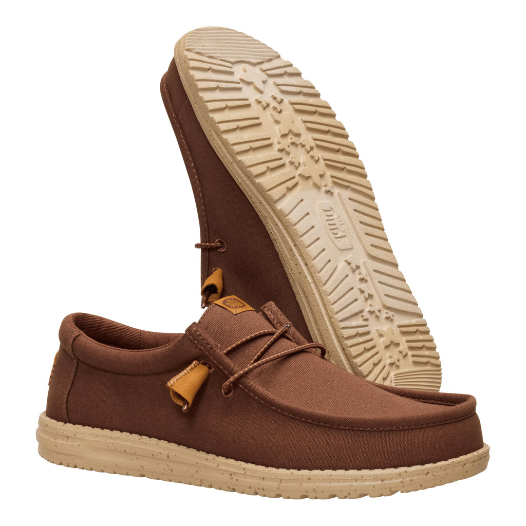 HEYDUDE Men's Wally Canvas Brown Size 12, Men’s Shoes, Slip-on Loafers, Comfortable & Light-Weight
