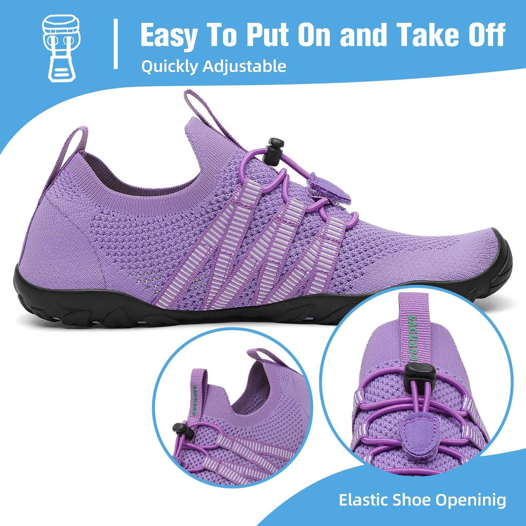 Mishansha Water Shoes for Women Men, Quick-Dry Barefoot Swim Shoes with Drainage Holes, Lightweight Aqua Shoe for Beach Pool River Boating Yoga Walking 8 Women/6.5 Men Light Purple