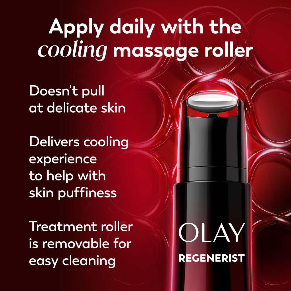 Olay Regenerist Neck and Face Roller, Neck Cream for Tightening and Firming, Anti-Aging Moisturizer for Women, Anti-Wrinkle Serum, Face Lift Cream, Cooling, Fragrance-Free, Hexa-Repair & NAD+, 1.7oz