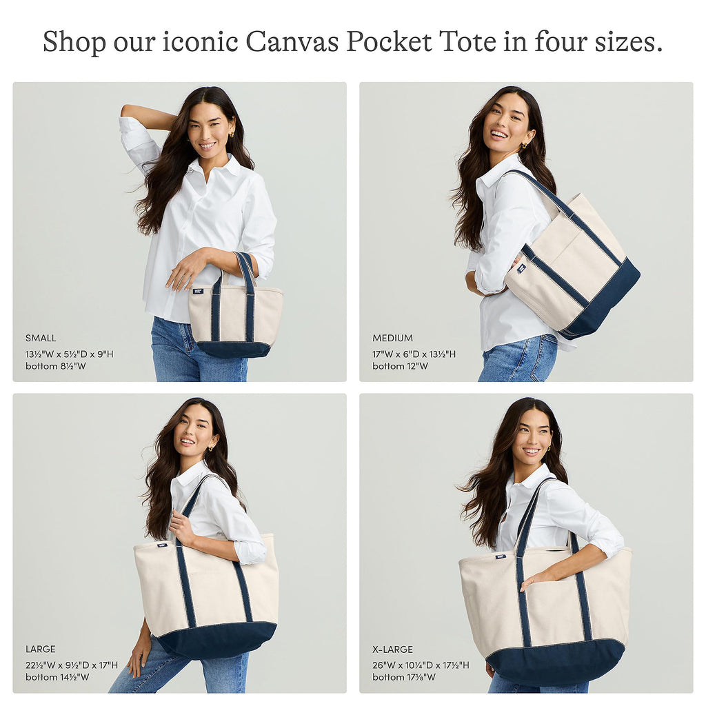 Lands' End Natural Open Top Canvas Tote Natural/bright Spruce Large Regular Handle