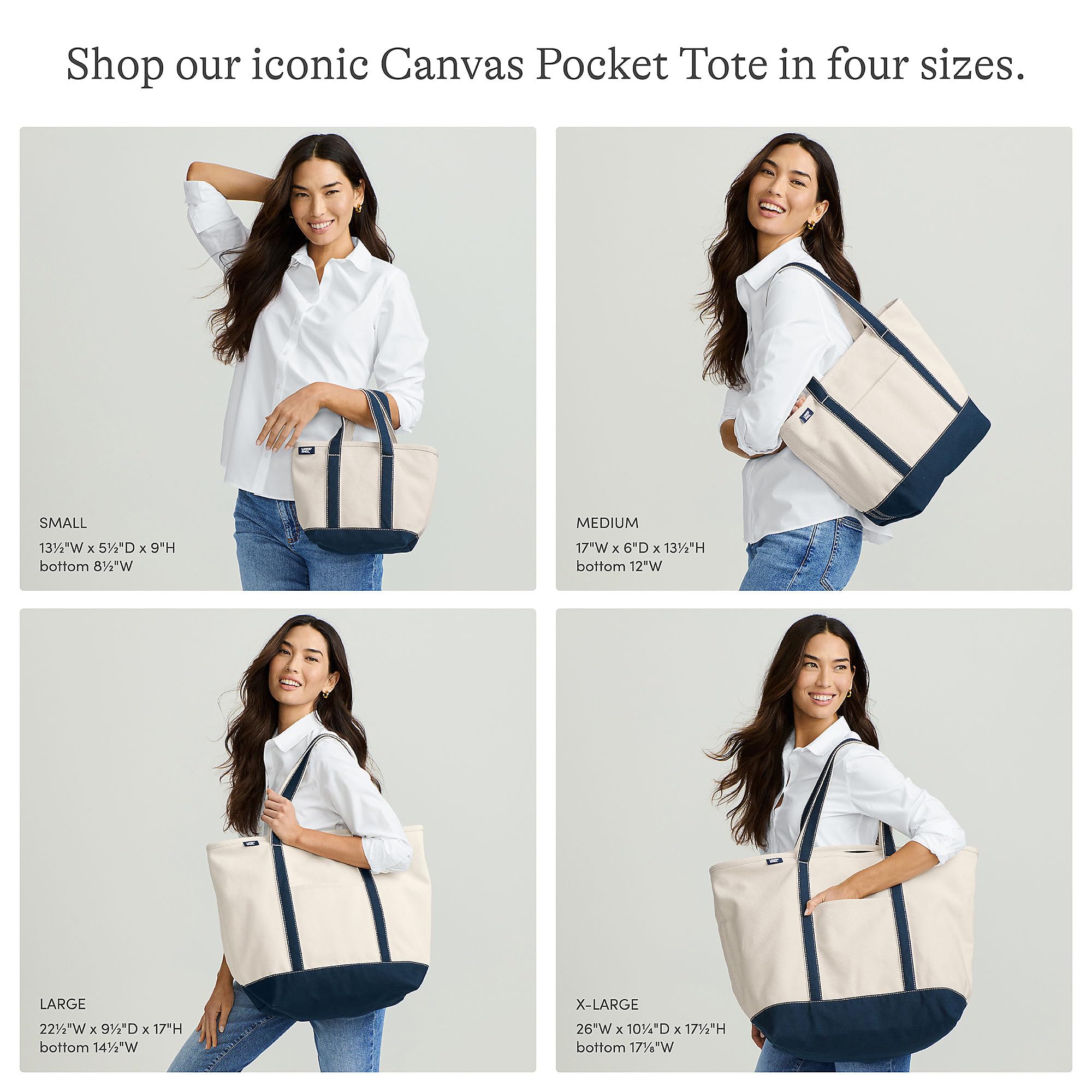 Lands' End Natural Open Top Canvas Tote Natural/bright Spruce Large Regular Handle