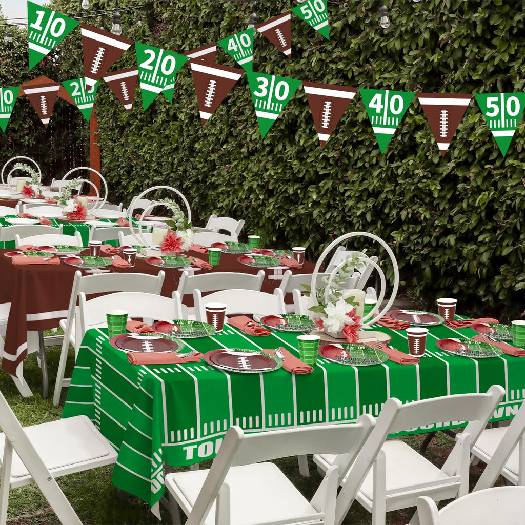 Gatherfun Football Party Decorations Disposable Tablecloth Plastic Touchdown Table Cover for Birthday Football Party Games Decoration 54 X 108Inch，2 Pack