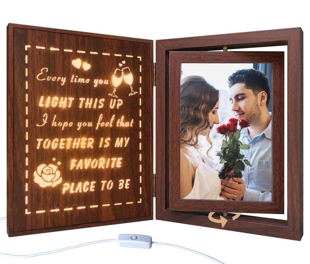soruney Light Up Couples Picture Frame, USB Powered Romantic Rotating Love Frame for 2 4x6 Photos – Wedding Anniversary or Valentine’s Day Gifts for Couples, Boyfriend, Girlfriend, Husband, Wife