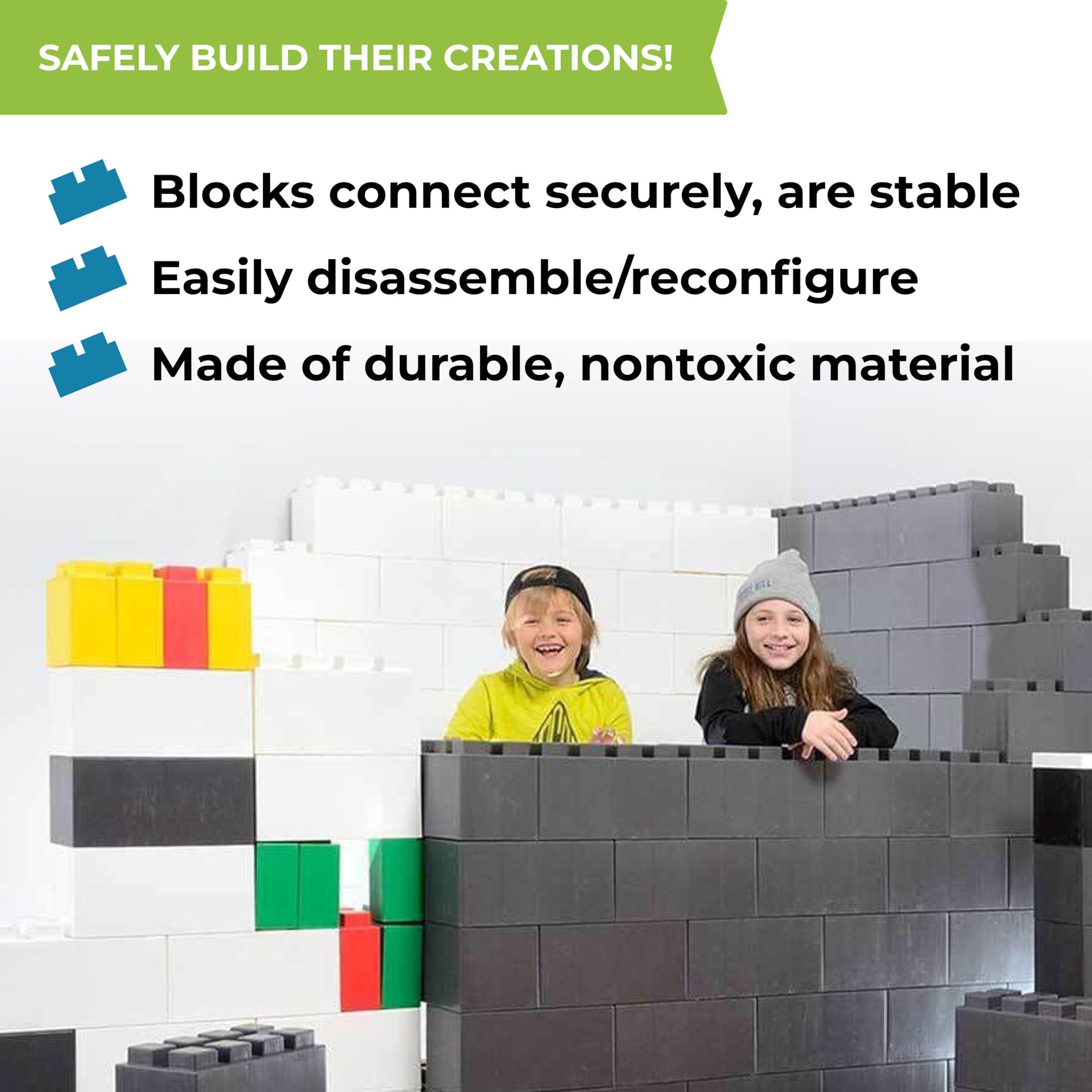EverBlock Single Color Combo Pack | Giant Building Blocks | Easy to Connect & Reuse | Indoor & Outdoor Use | Build Displays & Structures | Multicolored