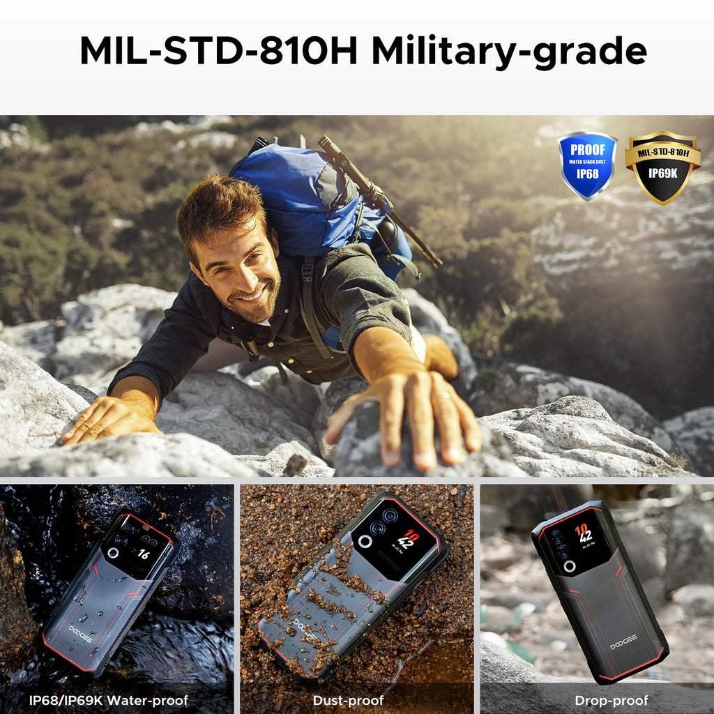 DOOGEE Blade 20 Ultra Rugged Phone Unlocked,32GB+512GB,10300mAh Large Battery Rugged Smartphone with 1.54"IPS Rear Display,6.6"HD+90Hz Android 14,50MP+8MP,IP68/IP69K Waterproof Phones,Face ID/NFC/OTG