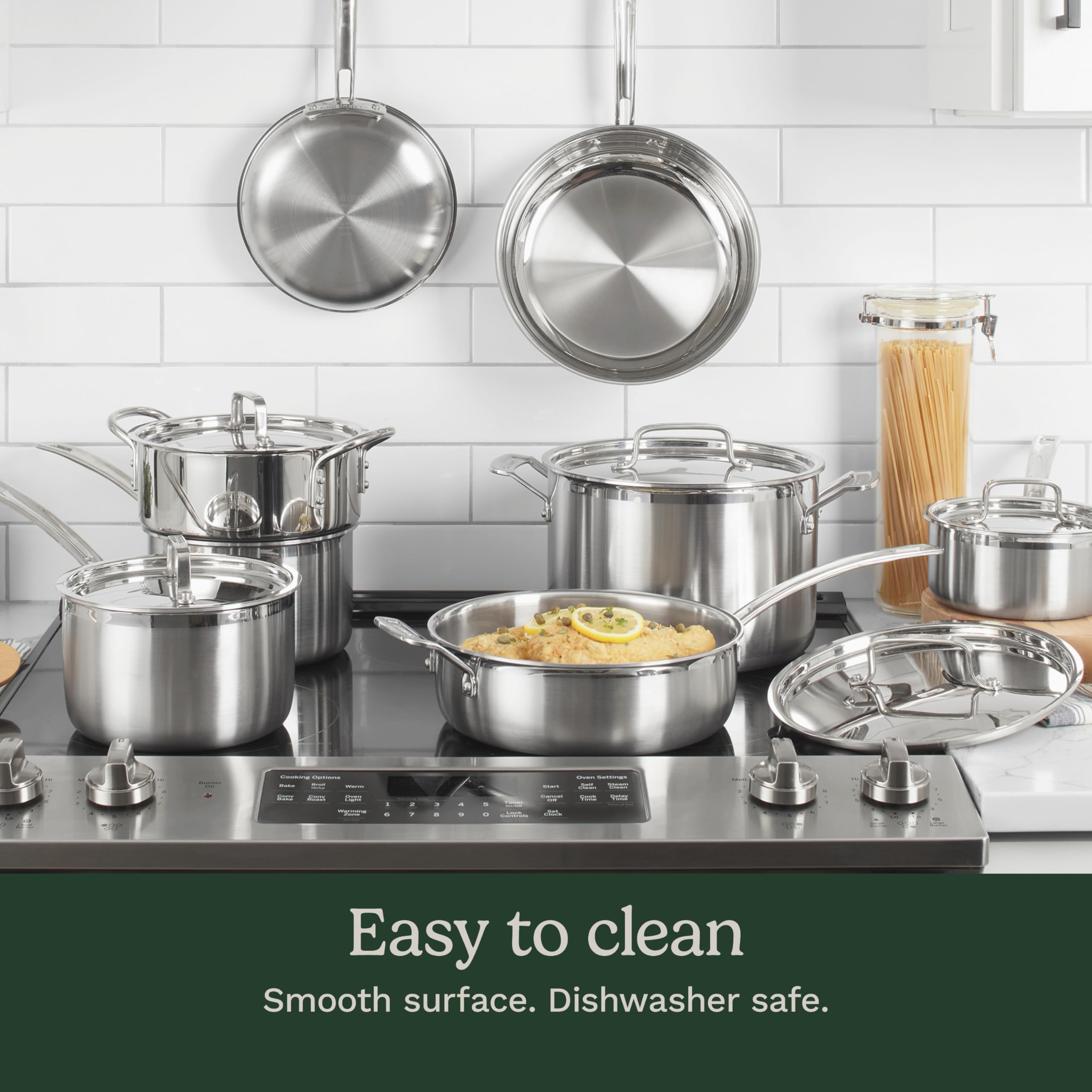 Cuisinart 12-Piece MultiClad Pro Triple Ply Stainless Stainless Steel Pots and Pans Set, Cookware Set Compatible with Induction, Electric, Gas Cooktops, Cool Grip Handles, Oven Safe to 500°F, Silver