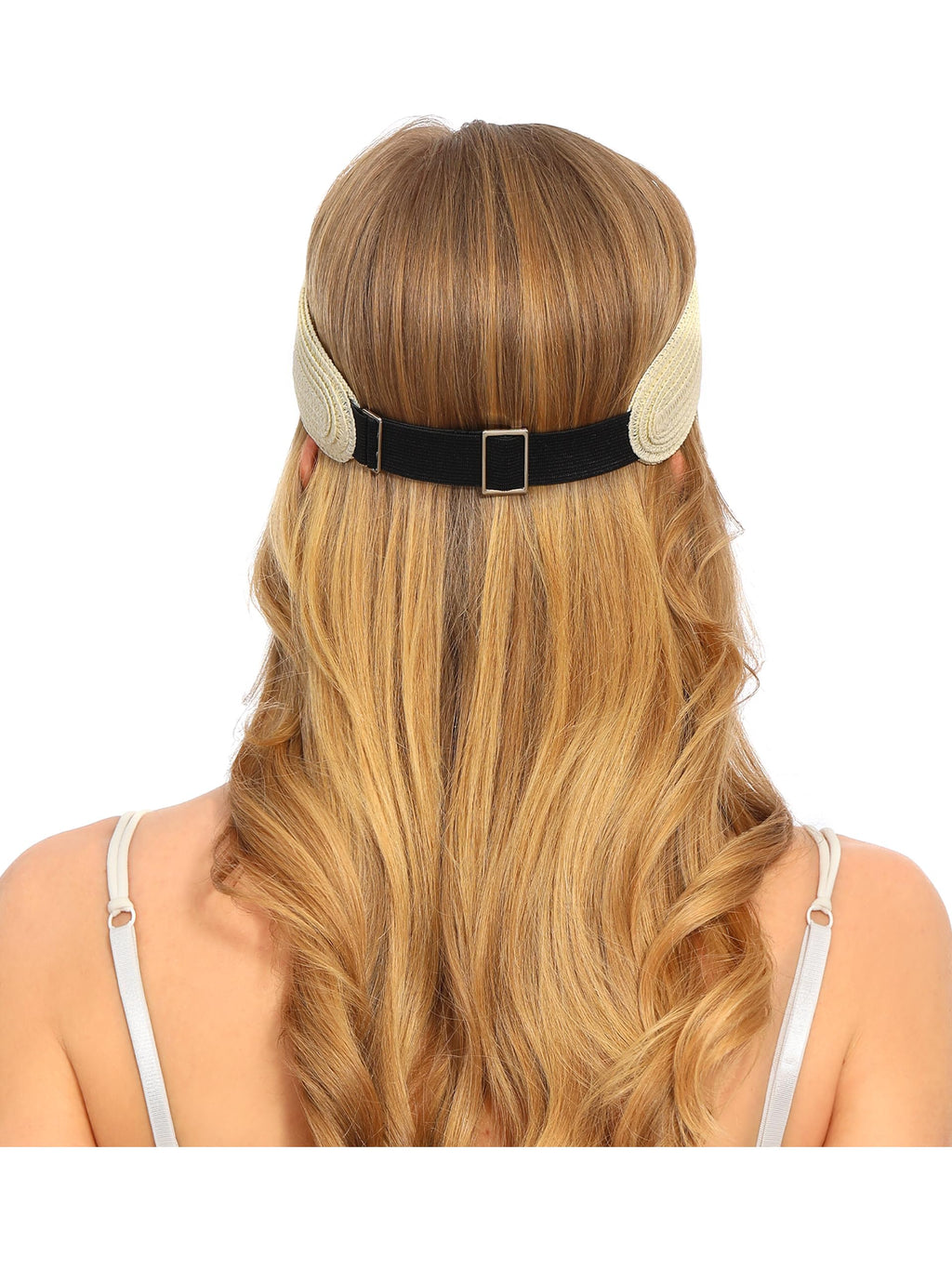 LA CARRIE Wide Brim Straw Visor for Women Sun Hat UV Protection Packable Beach Cap for Summer UPF 50+(Beige)