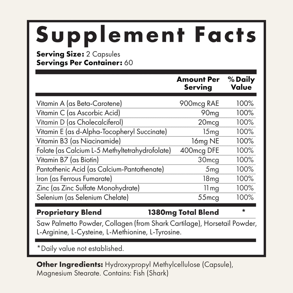 Foundation Skincare UnTangled Hair Vitamins (60-day supply) - Collagen & Biotin Supplement for Women & Men, Visibly Thicker, Faster Hair Growth